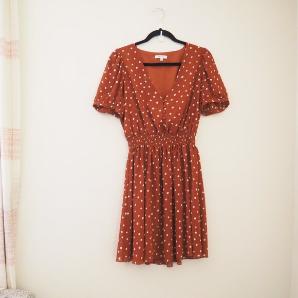 Madewell Rust Polka Dot Dress - Picture 5 of 9